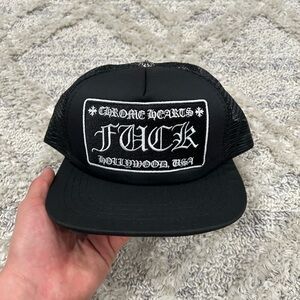 Chrome Hearts Black Cap with White Embroidery